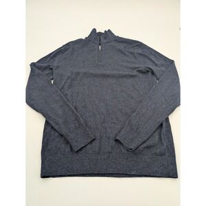 Fairlane Men's Large Navy 100% Merino Wool Quarter Zip Sweater